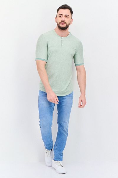 Kenneth Cole Men Crew Neck Short Sleeve Solid T Shirt, Light Green