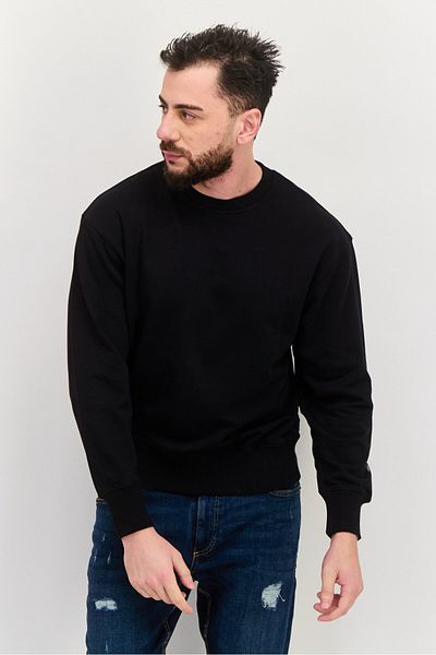 Esprit Men Crew Neck Solid Long Sleeves Sweatshirt, Black