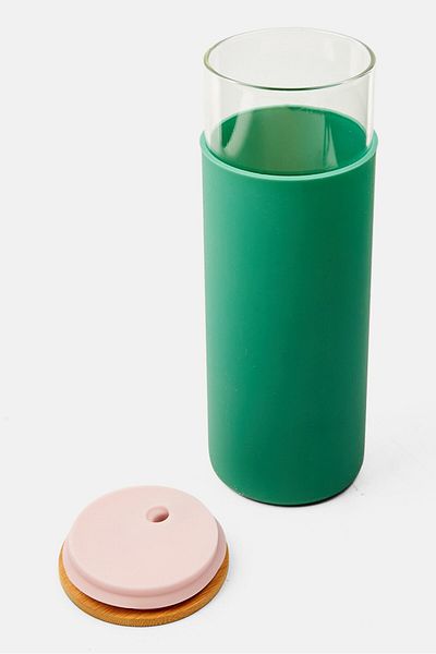 designworks ink Glass Tumbler With Straw 650 Ml, Green