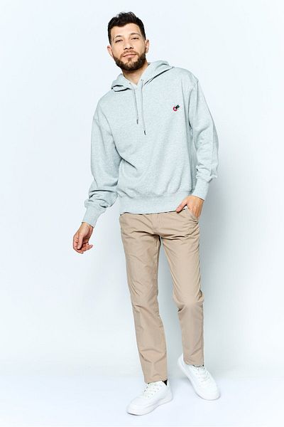 Esprit Men Hooded Embroidered Logo Long Sleeves Sweatshirt, Grey