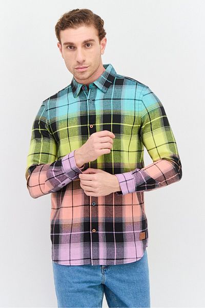 Scotch & Soda Men Regular Fit Checkered Long Sleeves Casual Shirt, Black