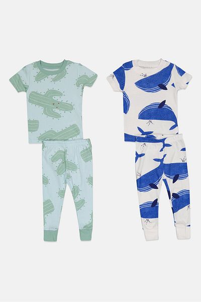 Carter's Toddlers Boy 4 Piece Short Sleeve Graphic Print Set, White