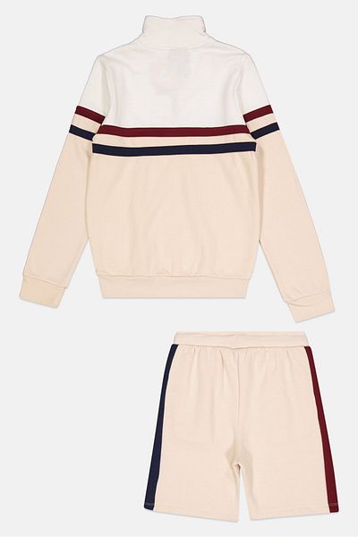 Ellesse Kids Boy 2 Piece Sportswear Fit Long Sleeves Outdoor Sweatshirt And Shorts, Off White