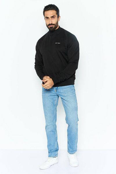 Night Addict Men Crew Neck Brand Logo Long Sleeves Sweatshirt, Black