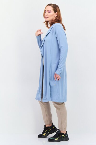 Jones of New York Women Split Neck Long Sleeve Plain Open Front Cardigans, Slate Blue