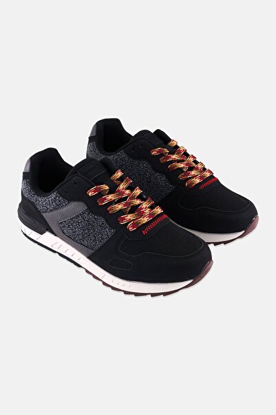 Nordland حذاء كاجوال برباط للرجال، أسود