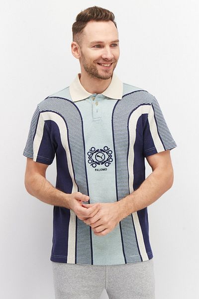Puma Men Sportswear Fit Short Sleeve Textured Outdoor Polo Shirt, Blue Combo