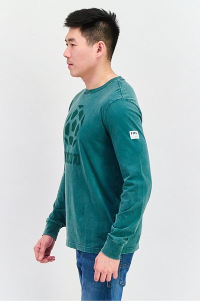 AMERICAN EAGLE Men Crew Neck Long Sleeve Graphic Print T-Shirt, Green