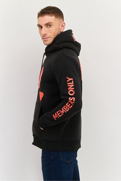 Members Only Men Hooded Embroidered Long Sleeves Sweatshirt, Black