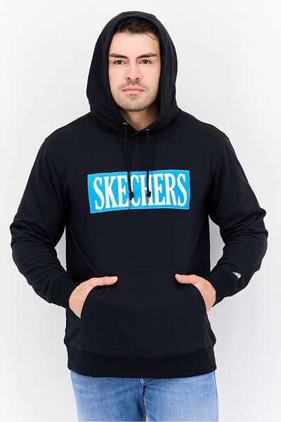 SKECHERS Men Sportswear Fit Long Sleeves Outdoor Hooded Sweatshirt, Black