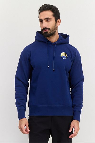 Esprit Men Hooded Brand Logo Long Sleeves Sweatshirt, Dark Blue
