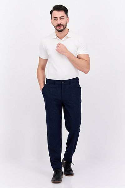 Scotch & Soda Men Super Slim Fit Textured Mott Chino Pants, Navy Combo