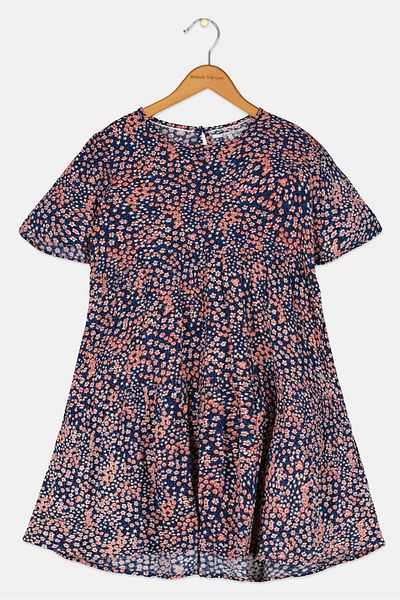 Pepe Jeans Kids Girl Allover Print Mini Dress, Blue