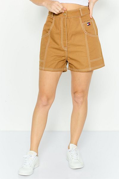 Tommy Hilfiger Women Brand Logo Denim Shorts, Brown