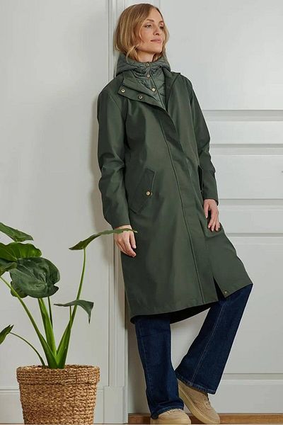 Tchibo Women Plain 2 In 1 Outdoor Parka Jacket, Dark Olive