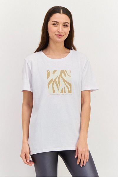 Hurley Women Sportswear Fit Short Sleeve Outdoor Top, White Combo