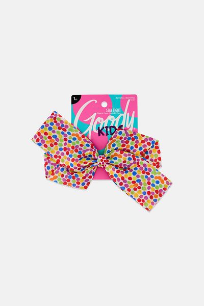 Goody Kids Girl Polka Dot Bow Hair Clips, White Combo