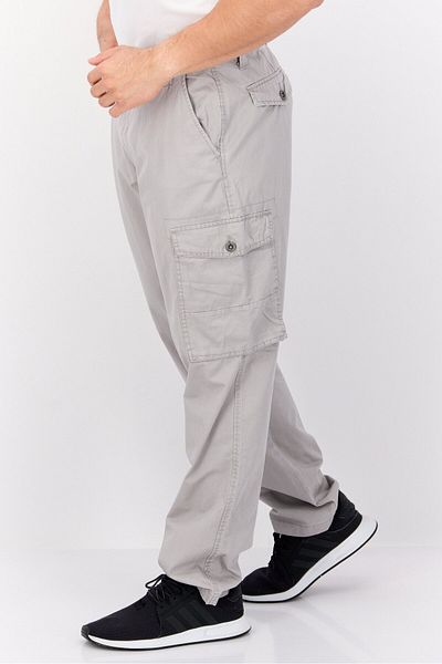 Paperbacks Men Regular Fit Plain Cargo Pants, Grey