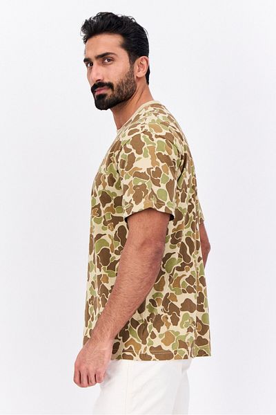 GAP Men Crew Neck Short Sleeve Camouflage T-shirt, Olive Combo