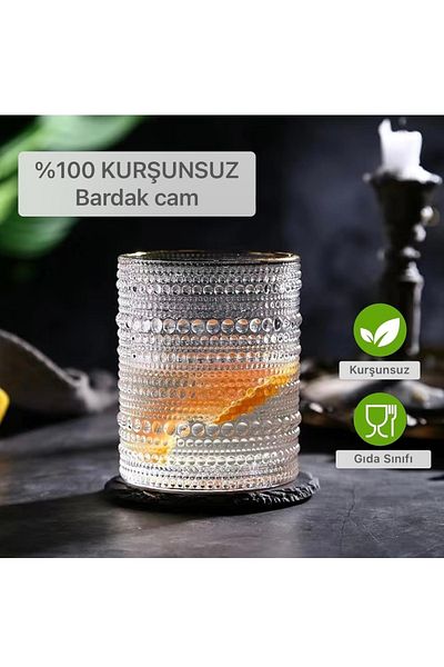 Yenigeldi 330ml Vintage Hobnail Cup - Antique Bead Detailed Embossed Coffeewhisky