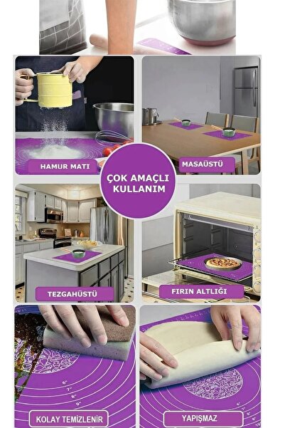 Trouvaille Black Large Size Silicone Dough Rolling Mat Silicone Measured Multi-Purpose Dough Mat / Cover 40x50 Cm