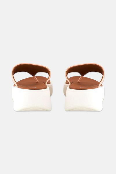 Fitflop Women Slip On Mode Leather Flatform Sandals, Peach