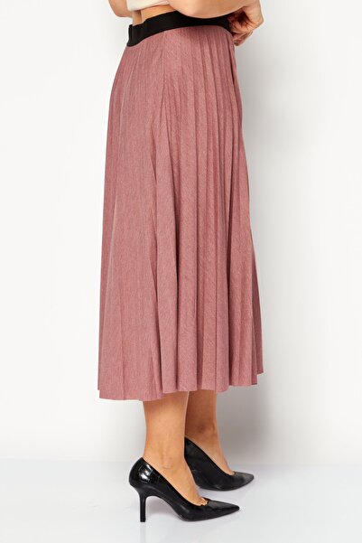 Esprit Women Plain Casual Pleated Skirt, Mauve