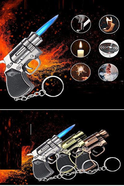 moistrid 1 Adet Toplu Rulet Silah Figür Çakmak Anahtarlıklı Şık Çakmak Özel H...