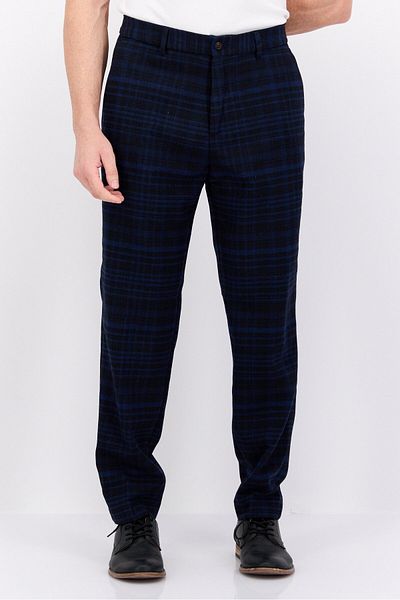 Scotch & Soda Men Regular Fit Plaid Chino Pants, Navy
