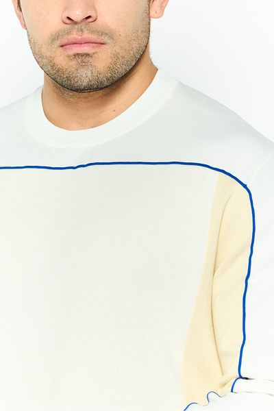 Diesel Men Crew Neck Textured Long Sleeves Sweatshirt, Cream