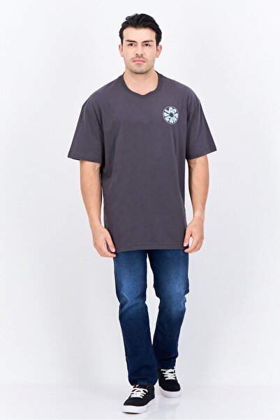 Lee Men Crew Neck Short Sleeve Brand Logo T-Shirts, Slate Grey