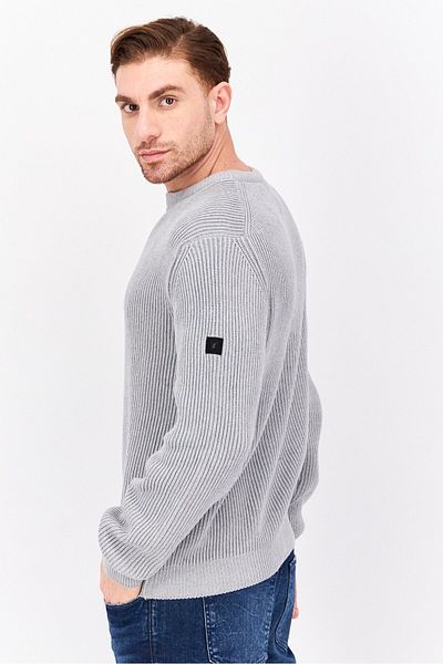Lyle & Scott Men Crew Neck Knitted Long Sleeves Sweaters, Grey