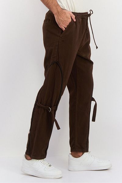 Night Addict Men Regular Fit Solid Straight Leg Pant, Dark Brown