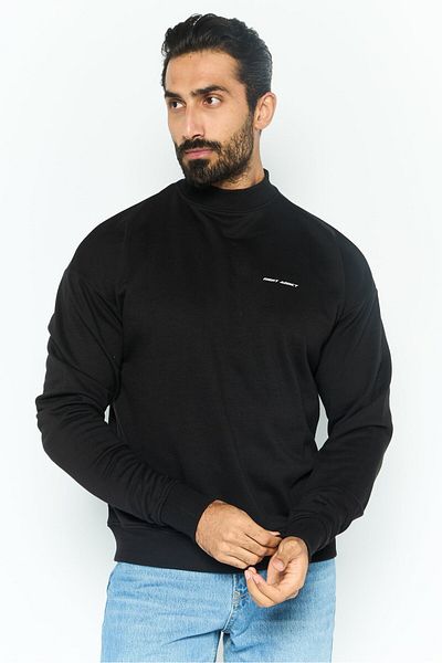 Night Addict Men Crew Neck Brand Logo Long Sleeves Sweatshirt, Black