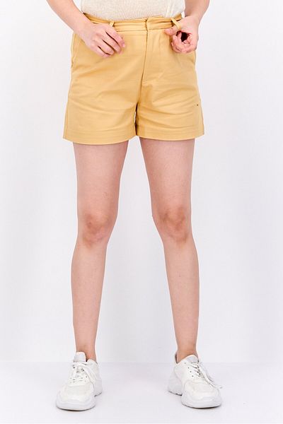 Scotch & Soda Women Solid Basic Shorts, Beige