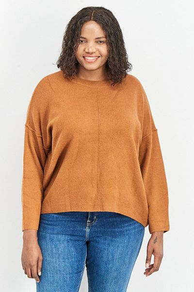 Vince Camuto Women Round Neck Long Sleeves Textured Sweater, Brown