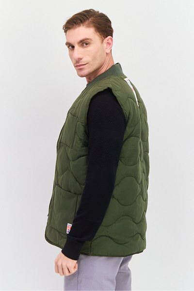 WRANGLER Men Solid Padded Vest, Hunter Green