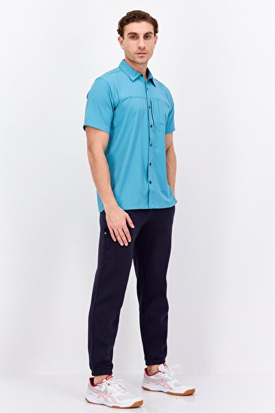 Hurley Men Sportswear Fit Brand Logo Short Sleeve Outdoor Gulf Shirts, Turquoise