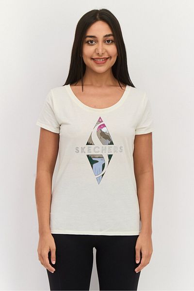 SKECHERS Women Sportswear Fit Outdoor T-shirt, Off White
