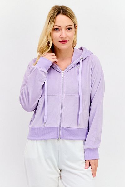 Bebe Women Hood With Drawstring Long Sleeve Embellished Logo Sweatshirts, Pastel Lilac