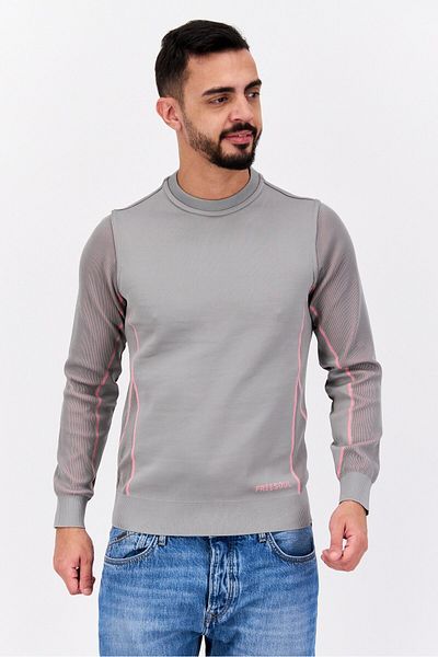 freesoul Men Crew Neck Brand Logo Long Sleeve Sweatshirt, Gray