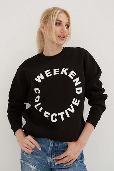 Fashion Friends Sweat cu imprimeu cu gât negru