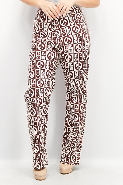 Don't Call Me Jennyfer Women Straight Fit Allover Print Stretchable Denim, Brown