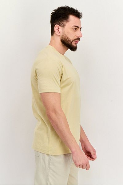 Esprit Men Crew Neck Short Sleeves Brand Logo T-Shirt, Light Khaki