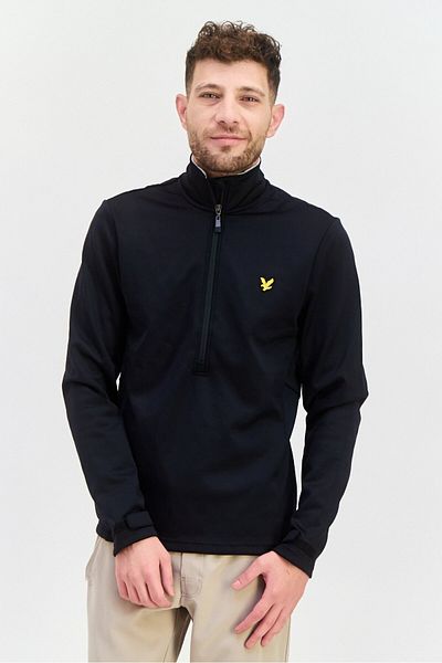 Lyle & Scott Men High Neck Brand Logo Wind Jammer Sweatshirt,black