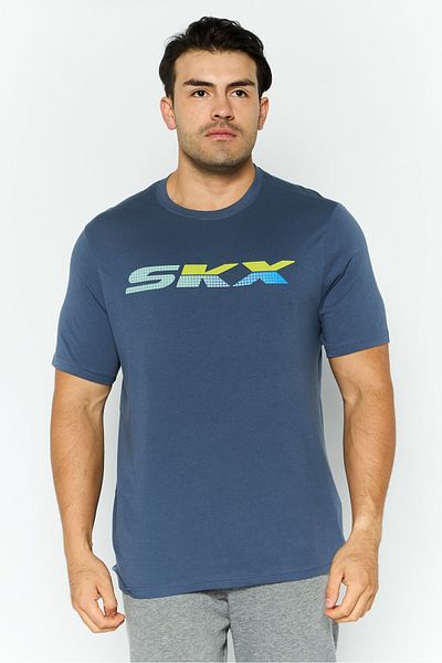 SKECHERS Men Sportswear Fit Short Sleeve Outdoor T Shirt, Blue