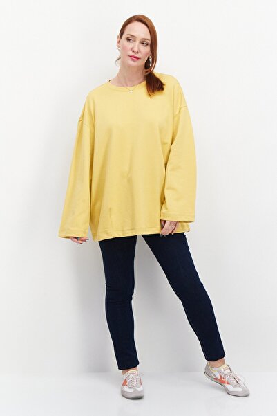 Tchibo Women Round Neck Long Sleeve Sweatshirt, Yellow