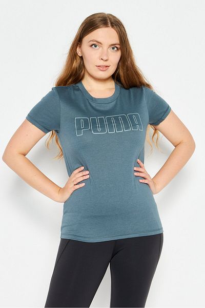 Puma تي شيرت نسائي رياضي بأكمام قصيرة للخارج، مجموعة باللون الأزرق