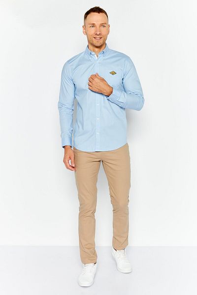 Esprit Men Regular Fit Embroidered Long Sleeves Casual Shirt, Blue