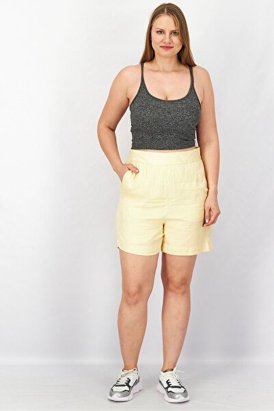 Tchibo Women Plain Pull On Side Pockets Shorts, Yellow